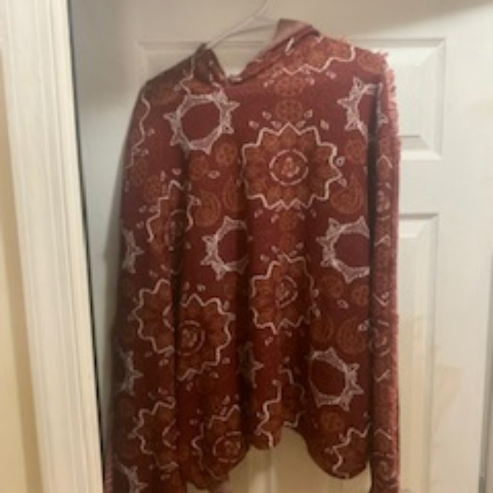 Fringed Jacquard Tapestry Hoodie
